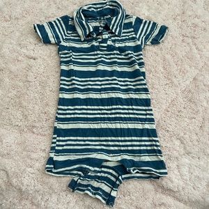 Kickee Pants blue striped collard onesie.